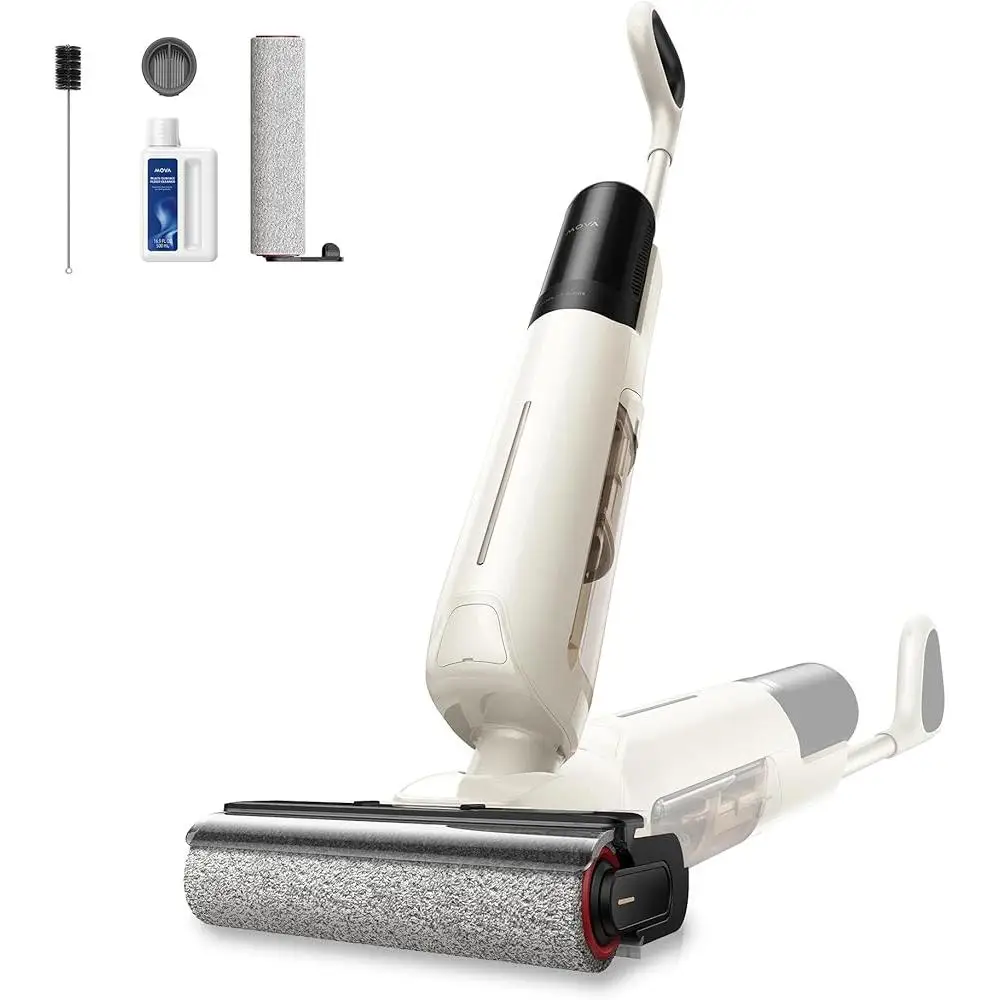 Wet Dry Vacuum Cleaner 180° Lie Flat Design Dual Sided Cleaning 18000Pa Suction Smart Dirt Detection Cordless Vacuum Mop