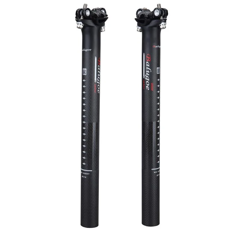 BALUGOE-Carbon Fiber Seat Post, Mountain and Road Bike Seatpost, 3K Matte Bicycle Parts, 27.2mm, 30.8mm, 31.6mm