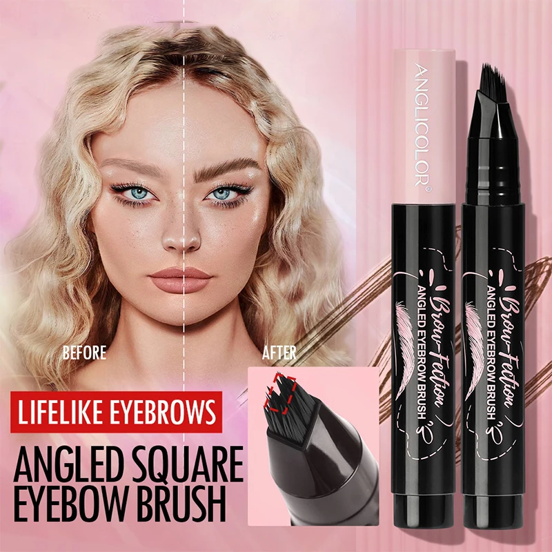 3 Kolory Wodoodporny Pisak do Brwi z Rozdzielonym Końcem Pisak do Brwi Efekt Tatuażu Wodoodporny Płynny Czarny Brązowy Makijaż Brwi