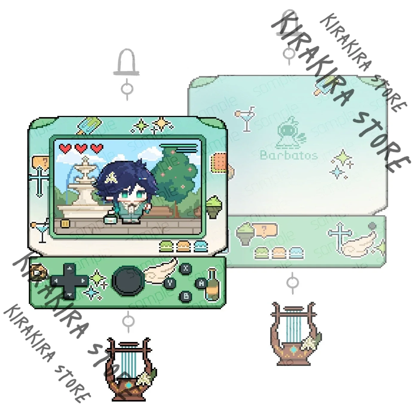 

Genshin Impact Cosplay Keychain Pendant Anime Venti Xiao Acrylic Keyring Pixel Game Machine Style Hanging Drop Mascot