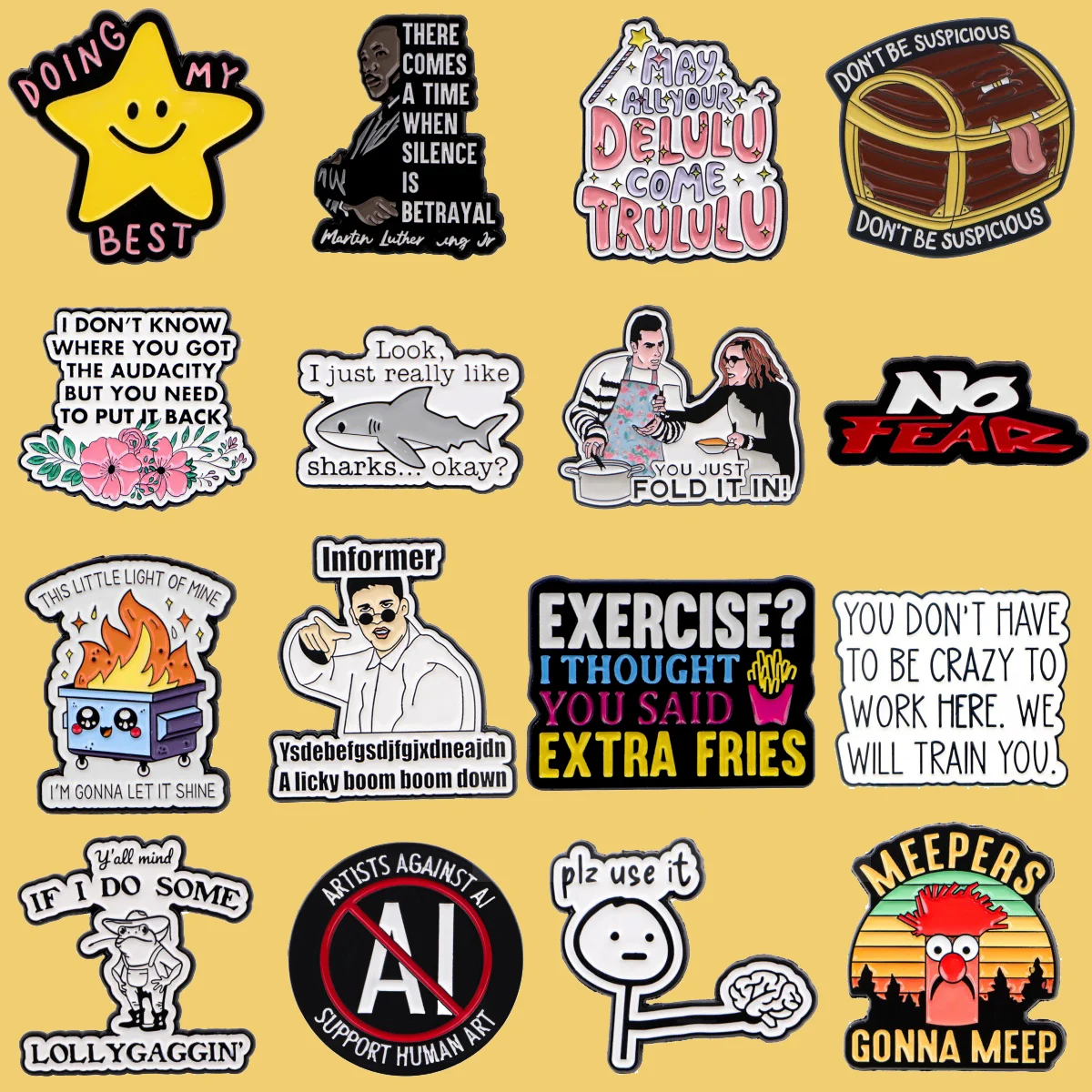 Citazioni divertenti Spilla smaltata 'tu solo piegare' Spille per donna Collare Spilla Distintivi animali Regali per feste Accessori di abbigliamento