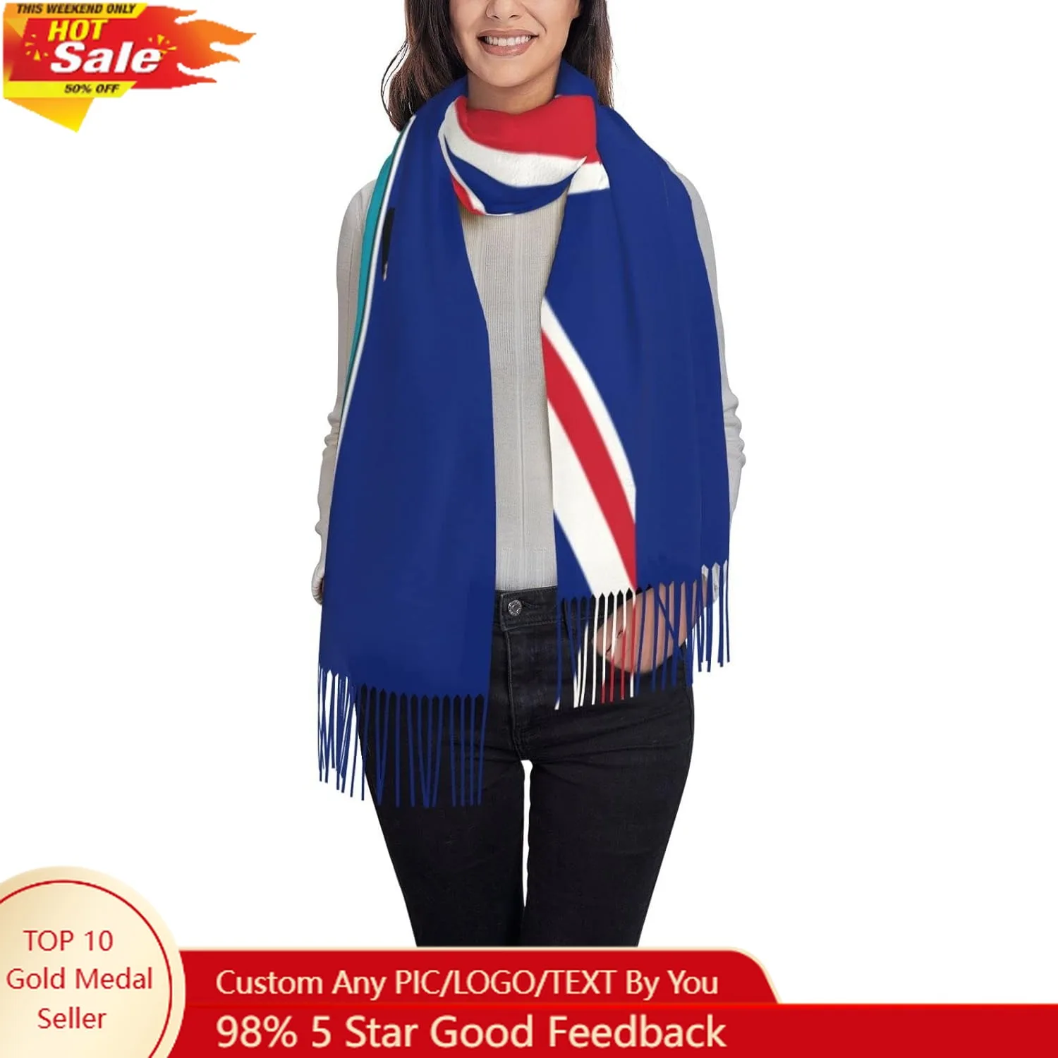 

Flag of Montserrat Scarf For Women and Men Winter Warm Scarves Large Shawl Wrap Shawl Gifts