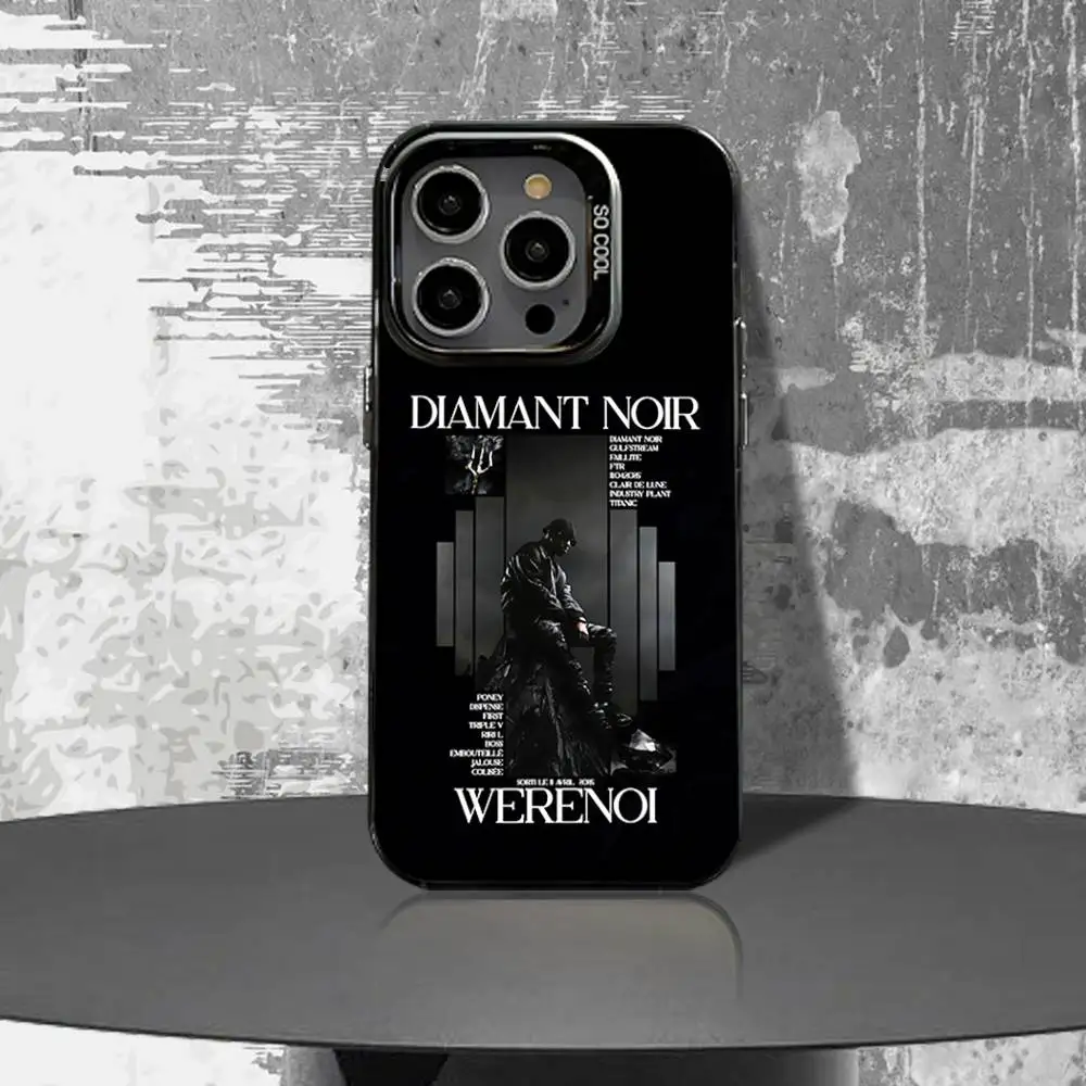 Capa de telefone diamante noir para iphone 16,15,14,13,12,11, pro,xs, max, plus, mini, se4, e w-erenoi preto fosco capa à prova de choque