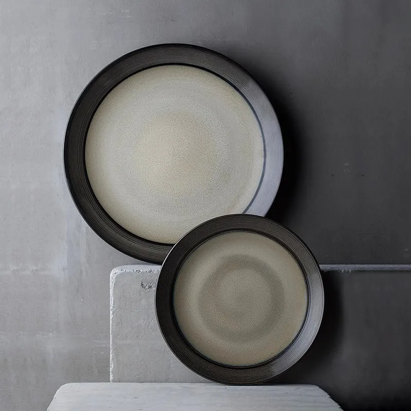 

Steak Plate Ceramic Dinnerware Set Premium Restaurant-Grade Dish for Home Dining Elegant Western-Style Green Serving Platter