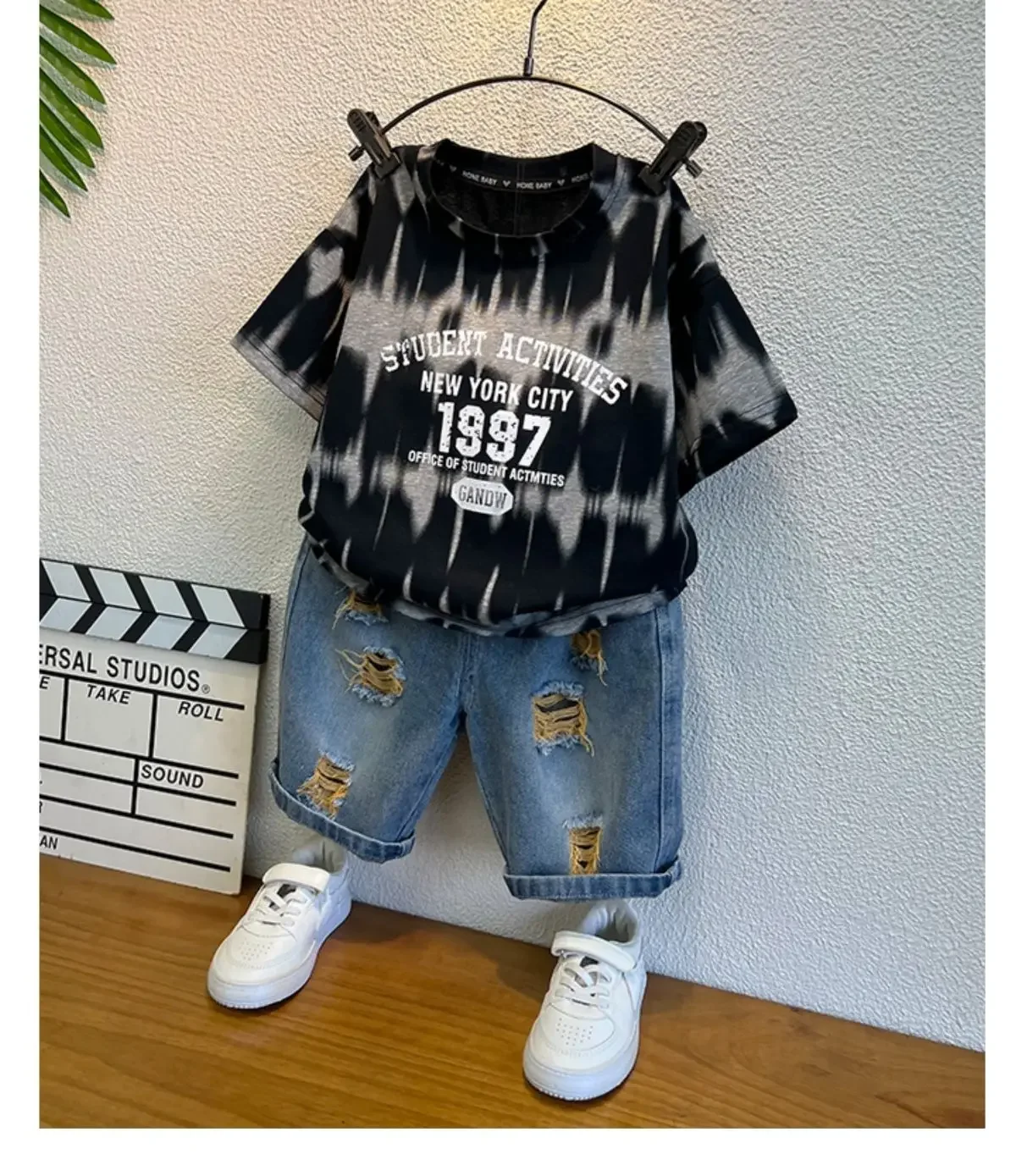 Summer Boys T-shirt Shorts Two-Piece New Korean Style Children Clothes Fashion Boutique Kids Clothing Set