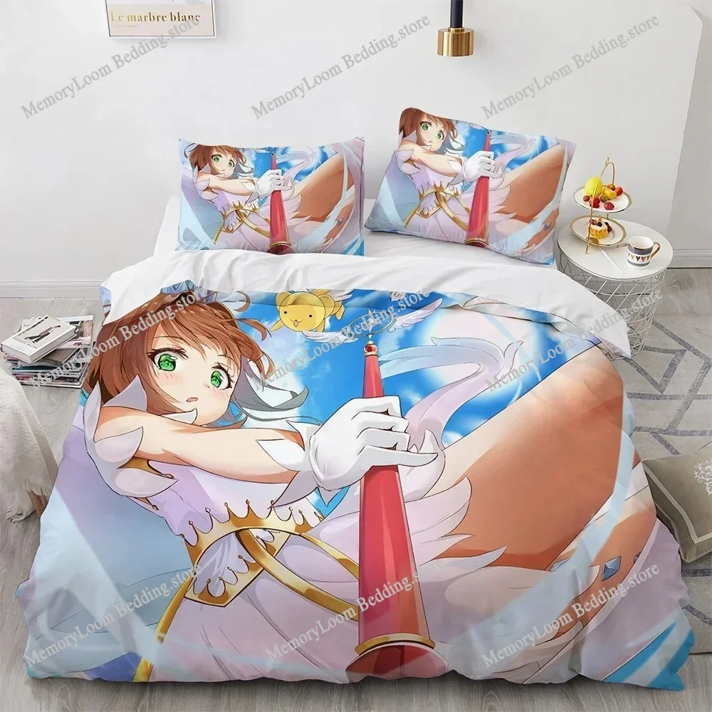 

Anime Character Cute Cardcaptor Sakura Bedding Set Full/Queen/King Size Duvet Cover Pillowcase Kids Adult Soft Home Textile Set