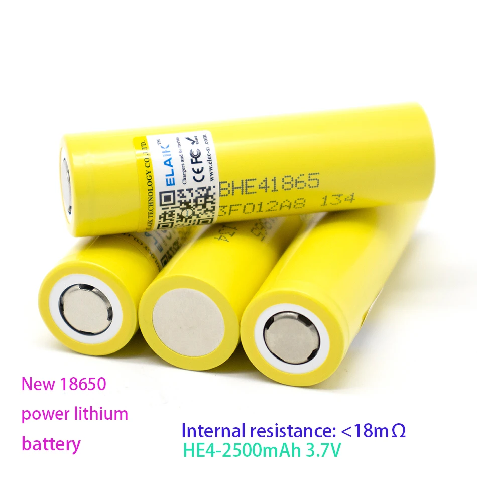 1-4pcs 18650 2500mAh 3.7V Rechargeable battery Power Battery Balance Car Power tools battery pack HE4- flat head