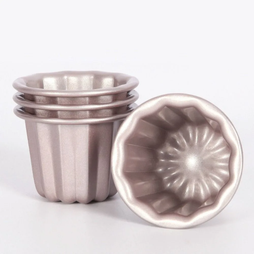 Mini Carbon Steel Canele Baking Molds Single Cavity Non-Stick Muffin Cup Mold Heat Safe Cupcake Pans French Desserts
