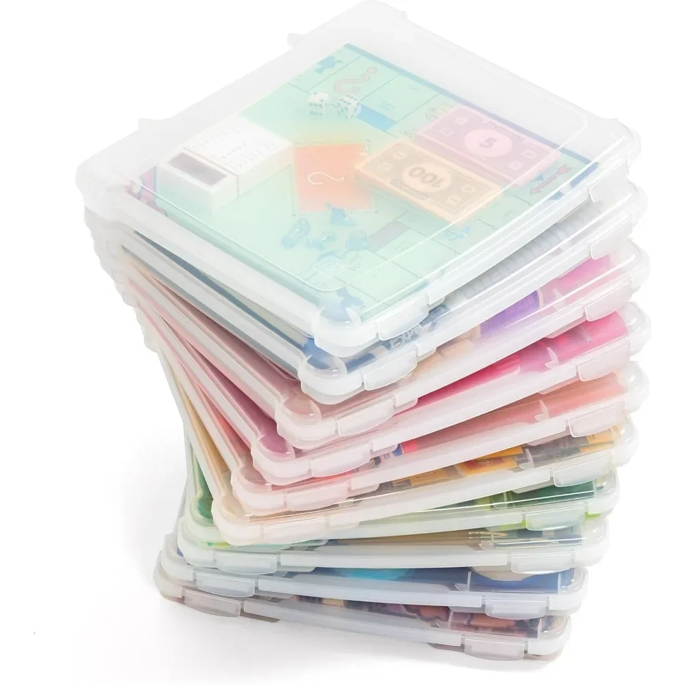 Draagbare Bordspel Organizer Plastic Project Opbergdoos Met Kliksluiting, 10-Pack, Past 8.5 "X 11" Papieren