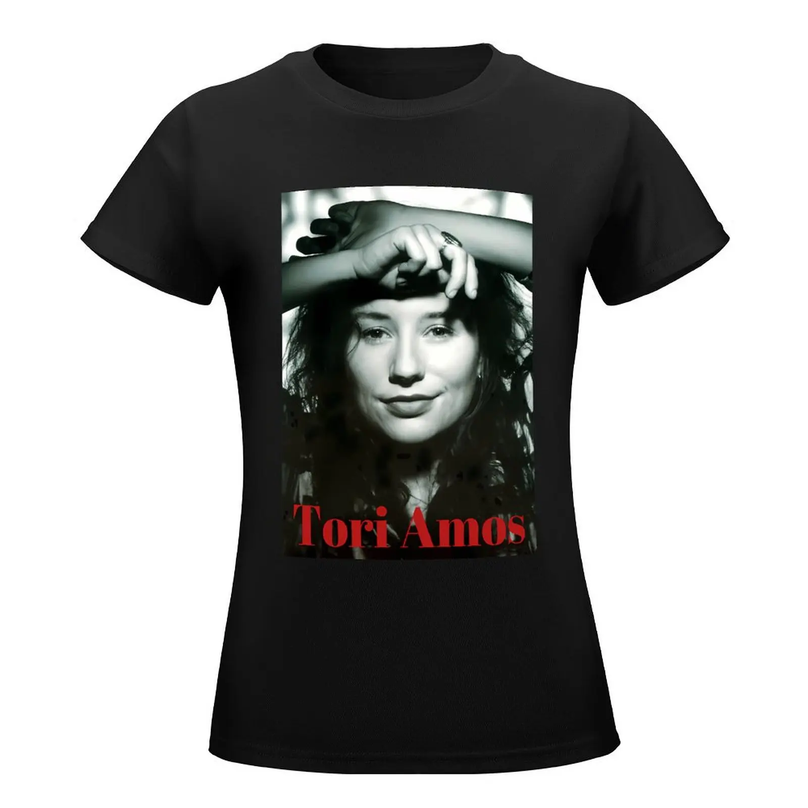 Tori Amos Black White Red Font T-Shirt vintage clothes plain sublime workout t shirts for Women