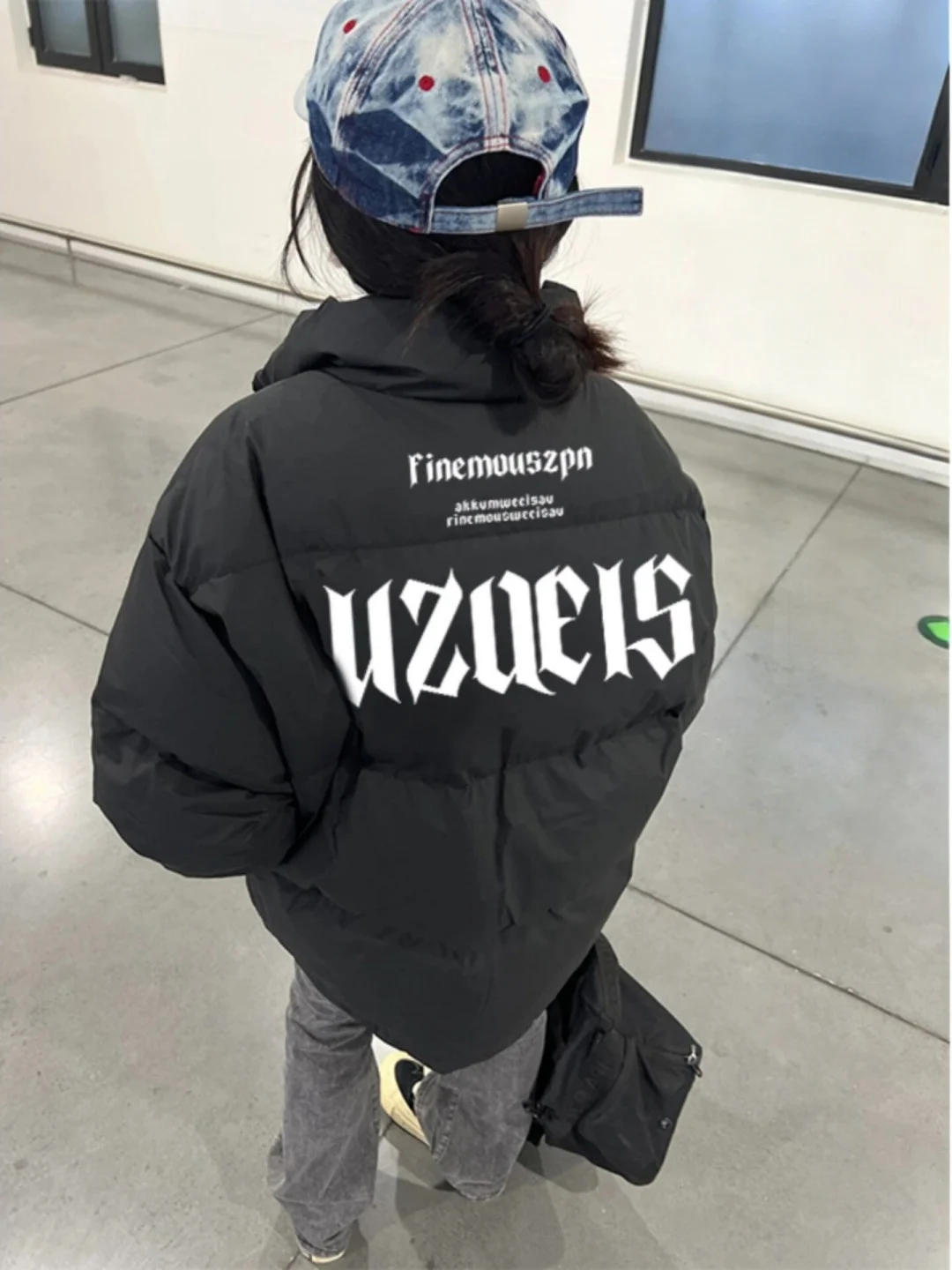 

plus Size Street Sle Letter Print Stand Collar Thiened Warm Cotton Jaet Versatile Bread Sle Coat for plus Size Women