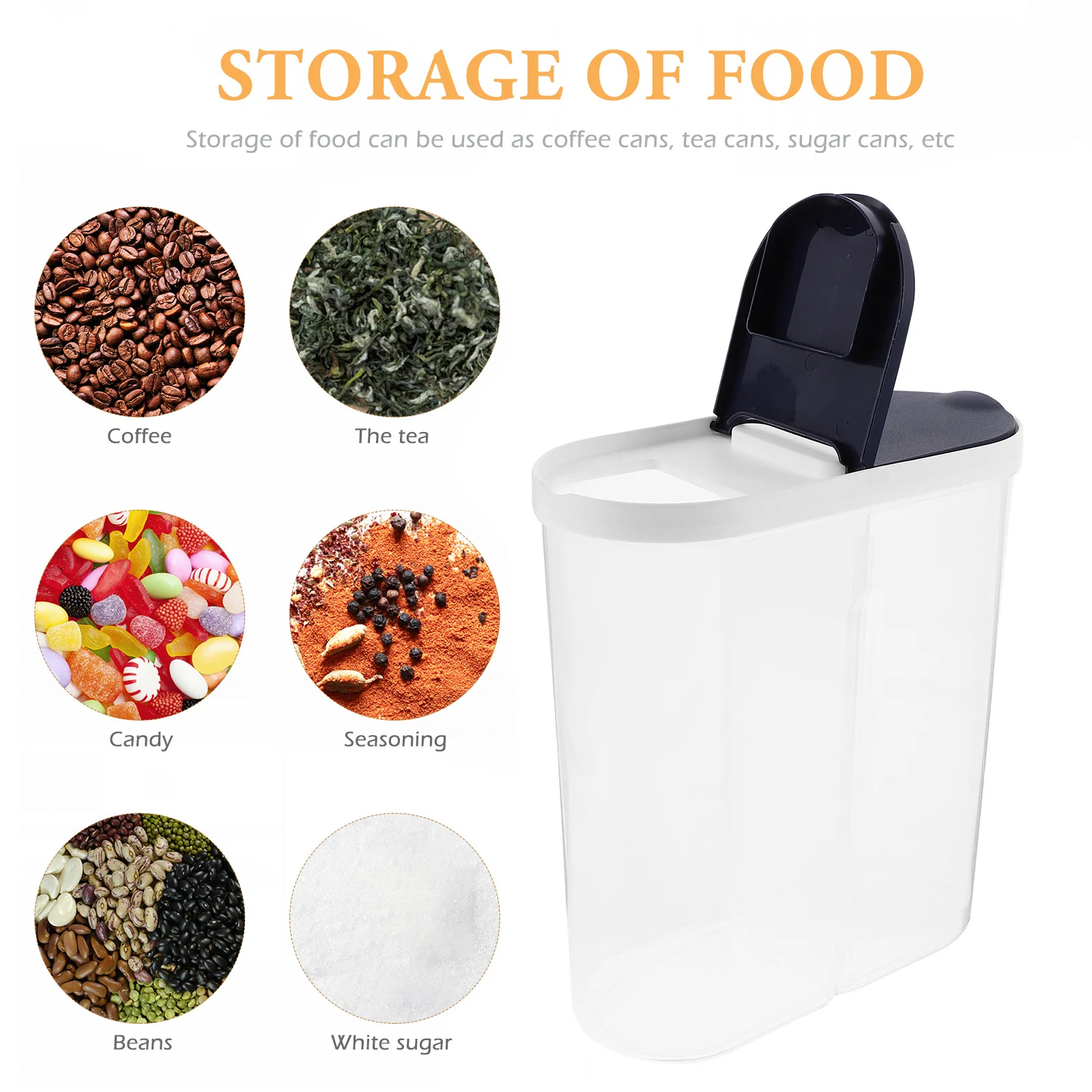 

Multipurpose Food Storage Airtight Jar Clear Divided Grain Container Sealed Cereal Preservation Canister Kitchen Pantry