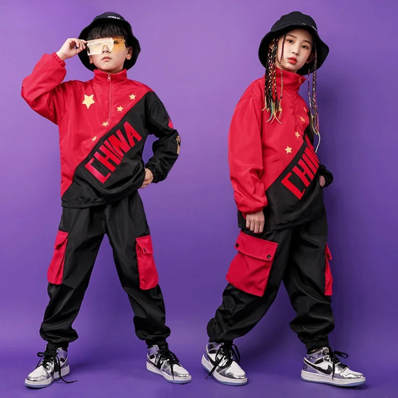 

Children's Hip-hop Jazz Suit Clothes Street Dance Costume Kids Sweatshirt Pants Set Modern Ballroom Dancewear Stage Rave Outfit