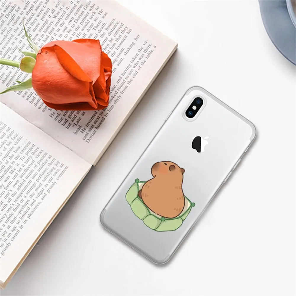 Cartoon Cute Capybara Phone Case For iPhone 14 13 12 11 Pro Max XS X XR SE 2020 6 7 8 Plus Mini Protective Cover