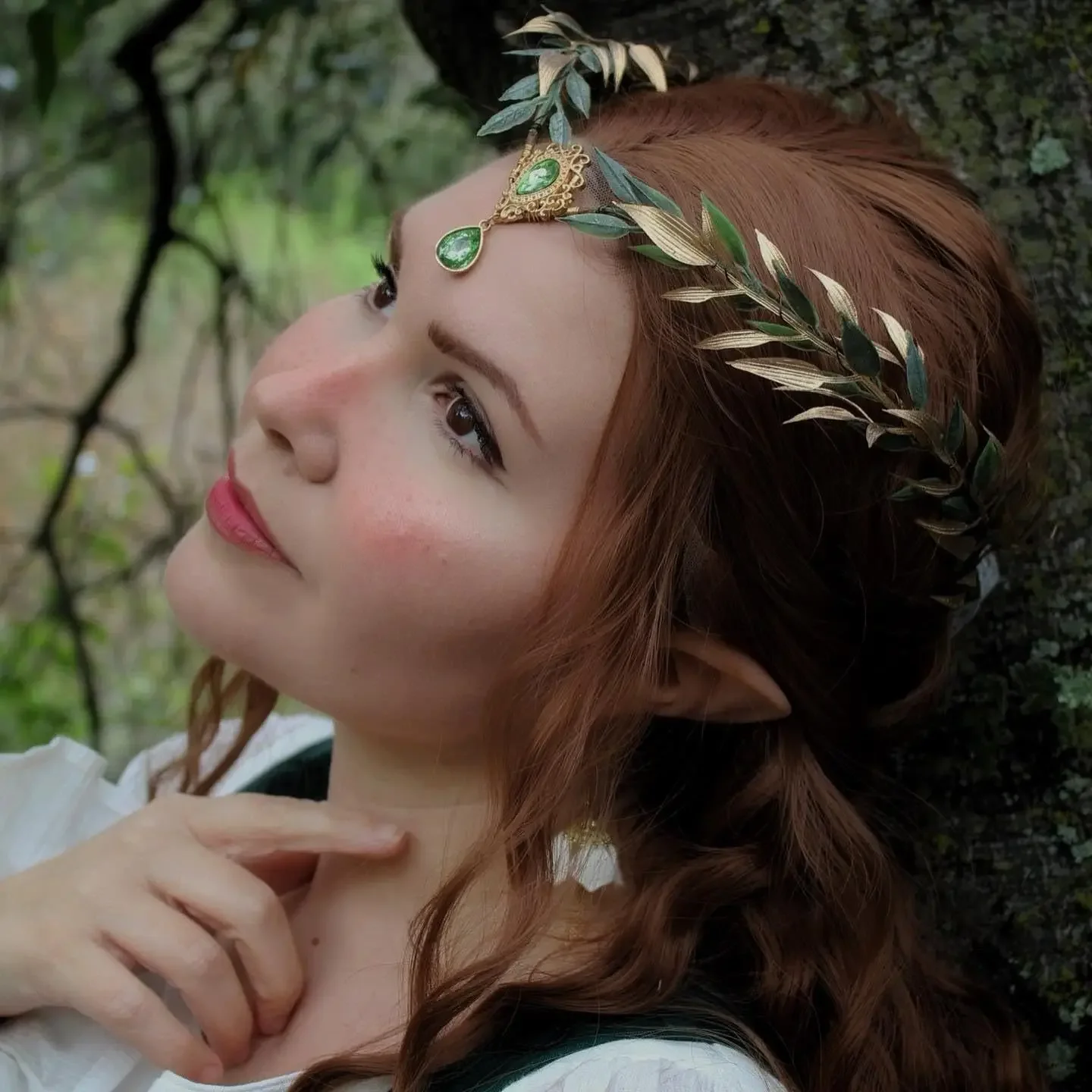 Handgemaakte Fairy Flower Ring -Elf Crown Forest Forest Flower Ring Dames Renaissance Kerst Bruiloft Rollenspel Prop