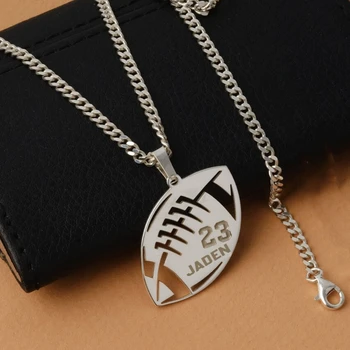 Custom Cubaanse Keten Amerikaanse Voetbal Naam Ketting Mannen Jongen Sieraden Rvs Basketbal Naamplaatje Nummers Ketting Vrouwen