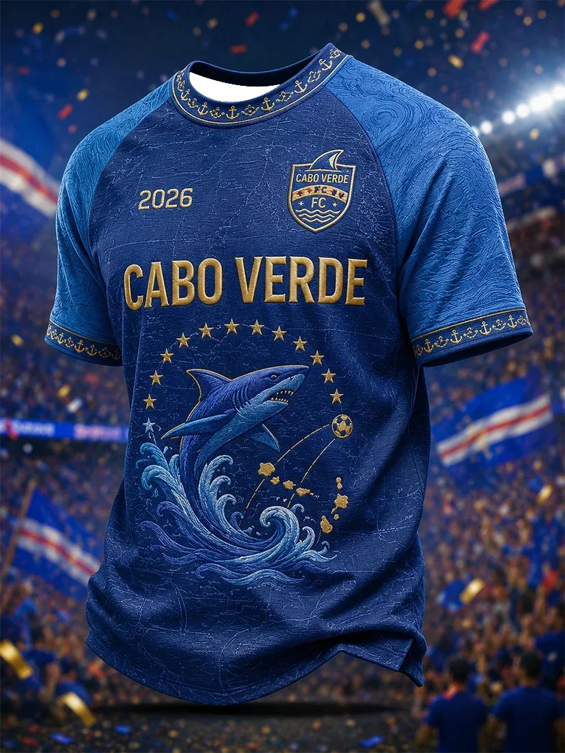 2026 Summer Cape Verde Football Team Jersey Men's Short Sleeve 3D Printed T-Shirt Sport Shirt Full Pattern Women's T-Shirt Top
