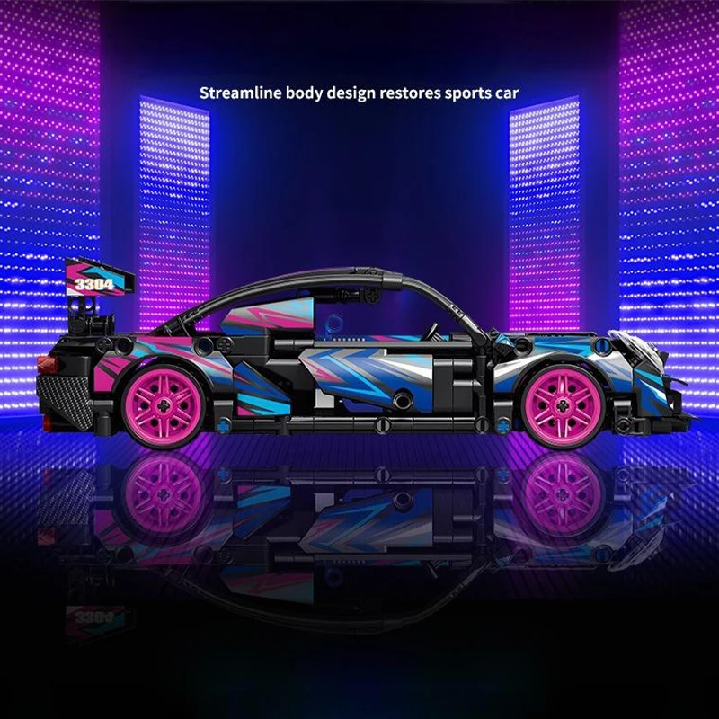 540PCS Super Sports Car Model Building Bricks Cyberpunk Rally Car Raceing Engineering Toys for Play and Display Model Toy Gift