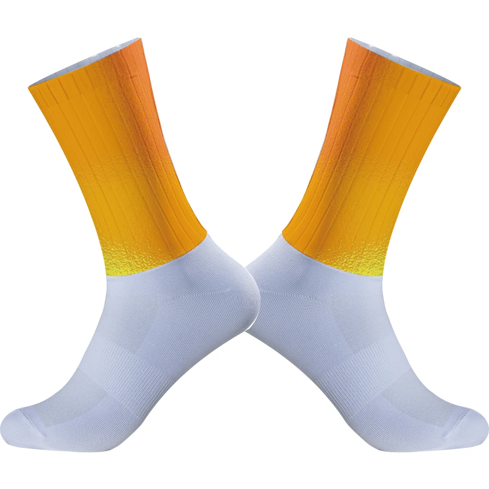 Left and Right Feet Cycling Socks Men Women Sports Compression Bike Running Socks 2024 New