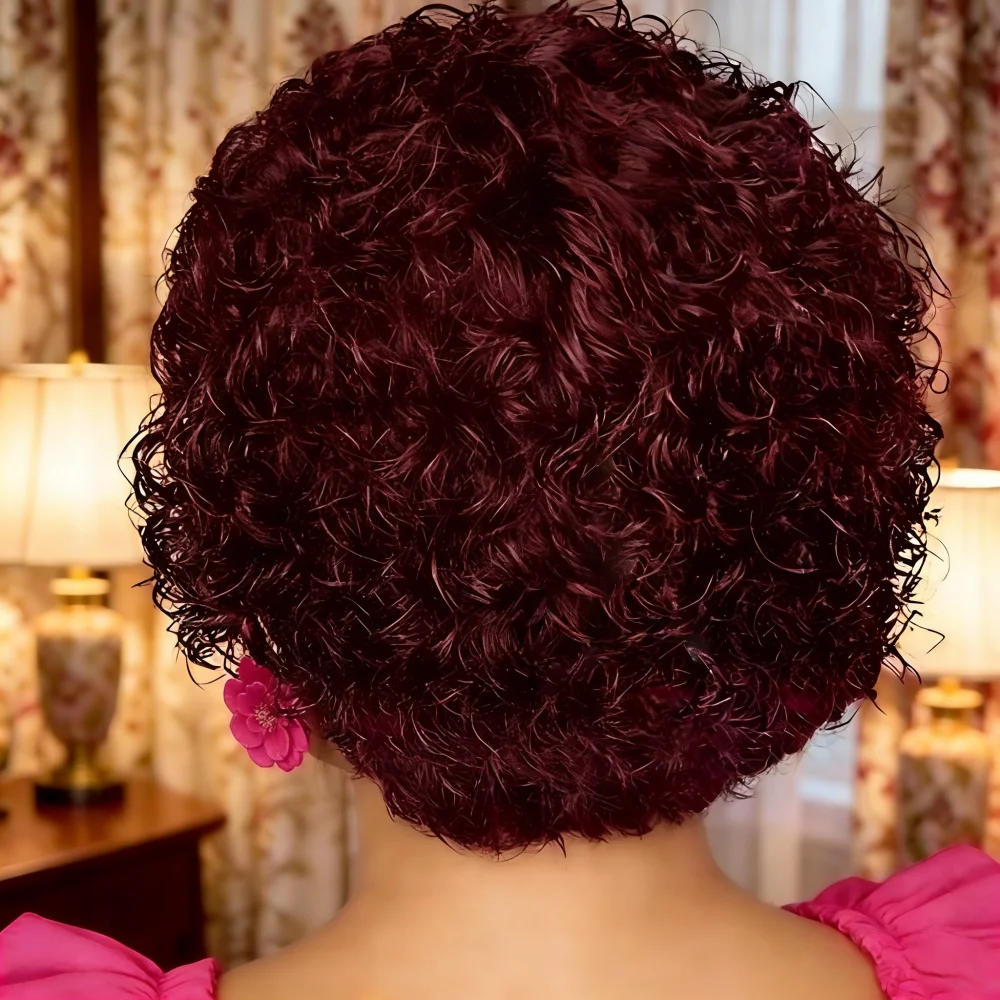 Natural Looking 13x1 Lace Front Wig Brazilian Human Hair -deep Wave Pixie Cut Bob Natural Hairline for Women Suitable for Daily