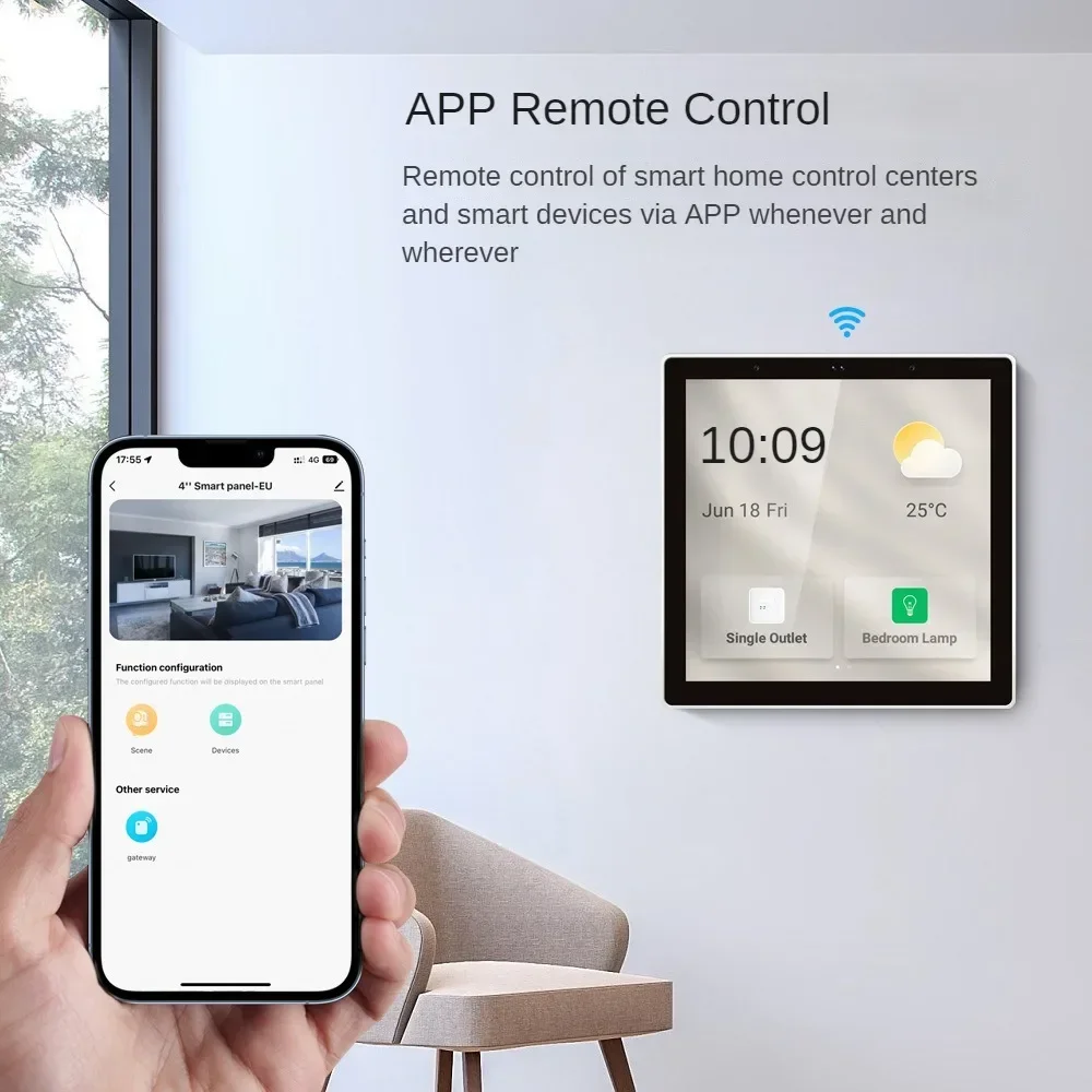 Tuya Alexa Wireless Smart Home Zigbee Gateway System T6E 4inch Smart Central Touch Panel Smart Multi-Functional Control Panel