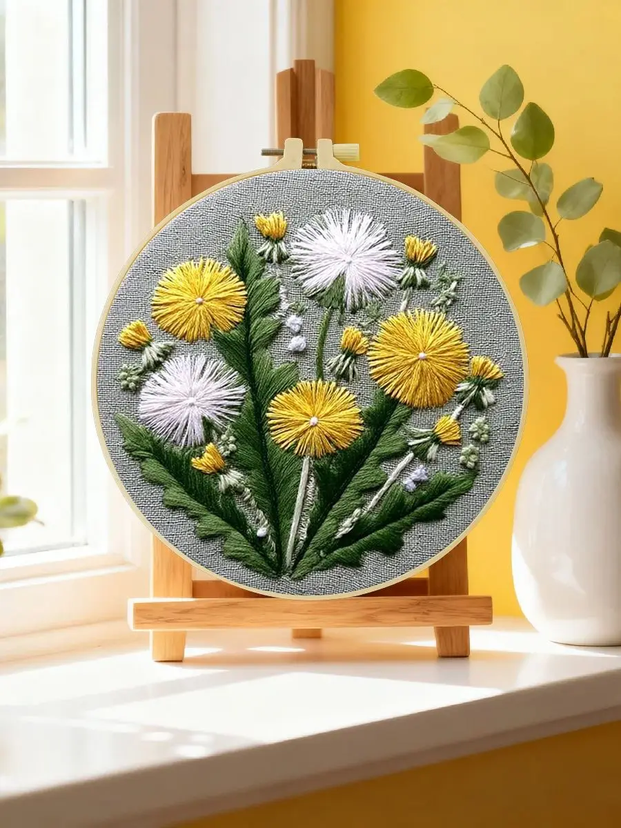 1 Stück 20X20CM/15X15CM 7,87/6,3 Zoll Blumen-Stickerei-Starter-Kit DIY-Kit DIY-Stickerei-Set Handarbeiten Malerei – Detail 6