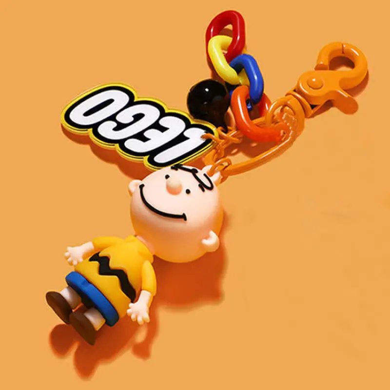 Cartoon Snoopy Charlie Keychain Kawaii Pvc Figure Pendant Cute Bag Hanging Charm Creative Car Key Ring Ornament Holiday Gift