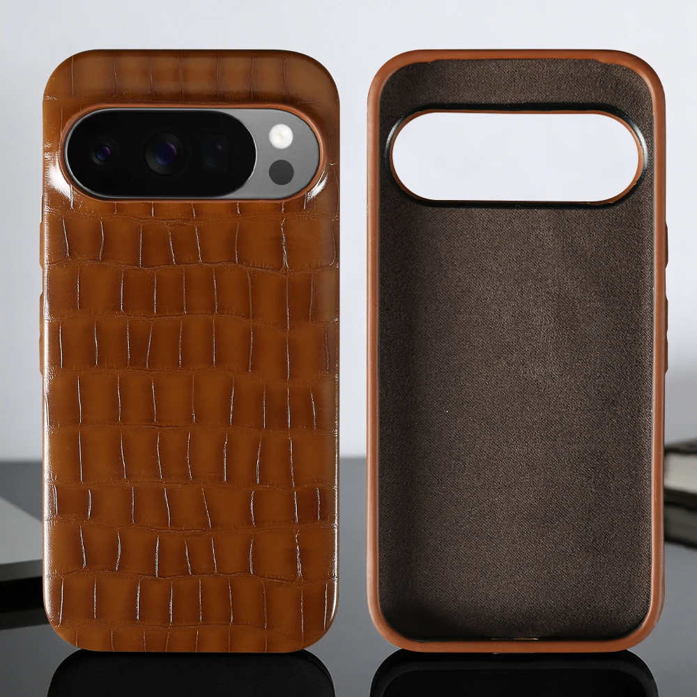 

Phone Case For Google Pixel 10 Pro XL 10A 10Pro 9A 5A 5 6 6A 7 7A 8A 8 9 Pro XL Luxury Crocodile Leather Case Back Cover Funda