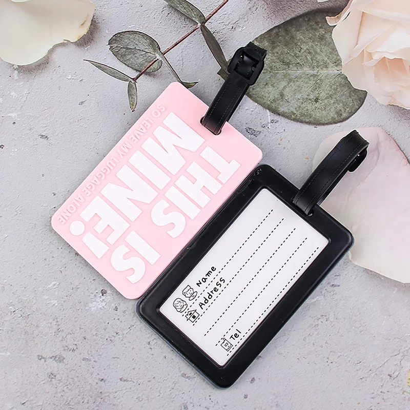 THIS IS MINE Reminder Slogan Cartoon Letter Luggage Tags PVC Boarding Identification Tags For Travelling Air Plane Check-in Tags