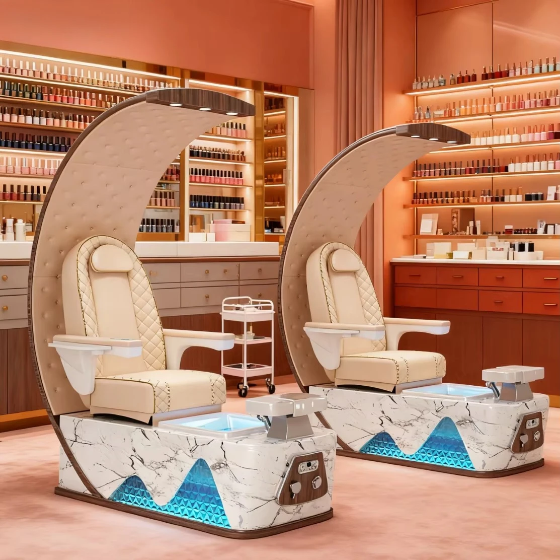 

Роскошные современные профессиональные кресла-трон с высокой спинкой и электрическим массажем для ног, для маникюра и педикюра в салоне красоты