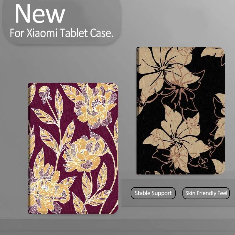 

Чехол для планшета с цветочным принтом на черном фоне для Xiaomi Redmi Mini Pad SE K 2 4 5 6 7 8 2023 2025 11 8.8 11.2 10.1 Pro, подарок