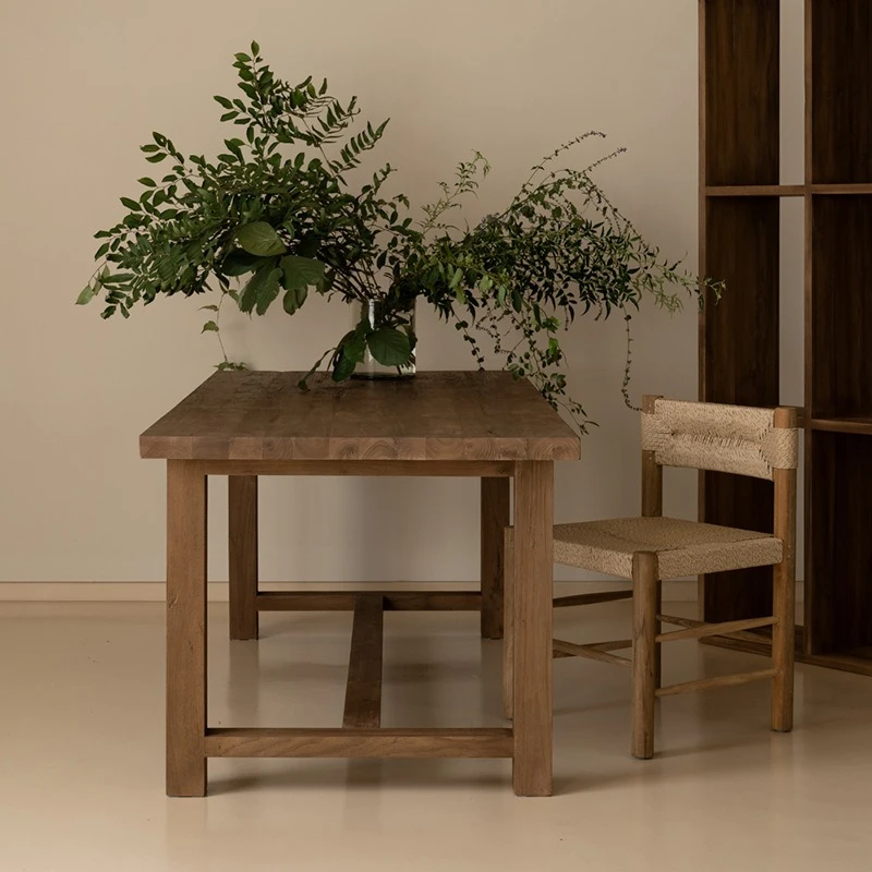 Retro style simple solid wood dining table, home restaurant dining table