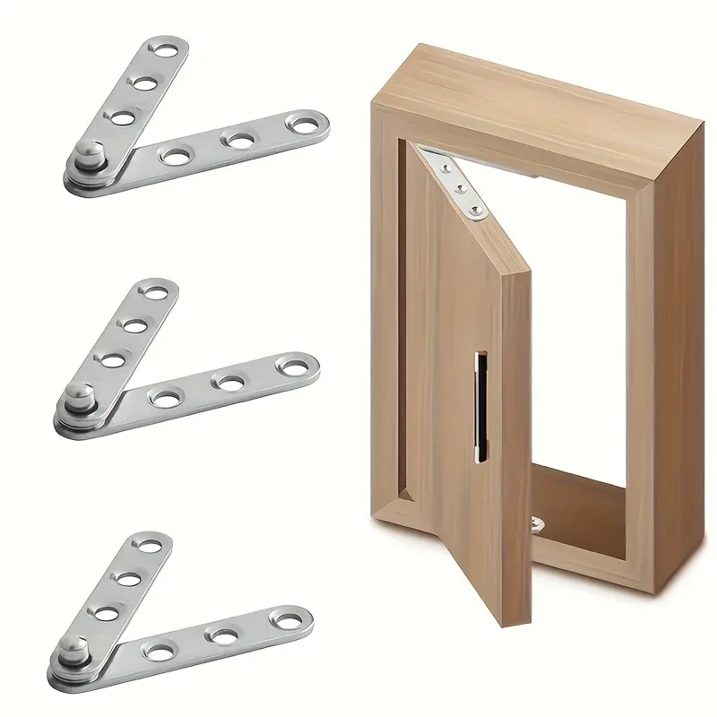 6 PCS Heavy-Duty 360° Rotating Concealed Hinges, Stainless Steel Flush-Mounted Fittings for Cabinets & Doors