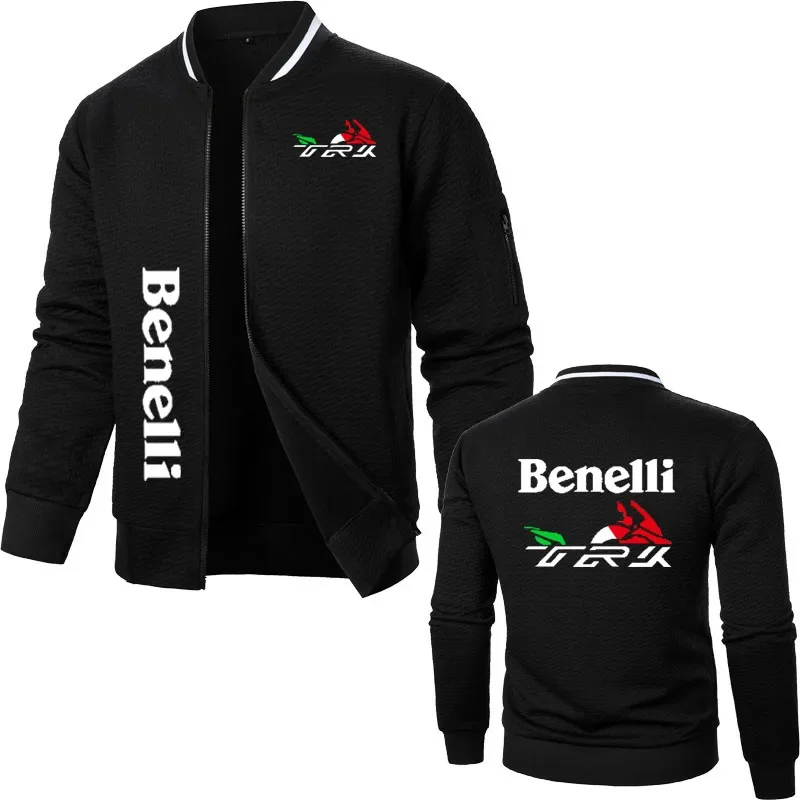 Jaqueta de beisebol masculina xadrez casual Harajuku, moletom com zíper, casaco estampado Benelli TRK 502X, primavera, outono, novo