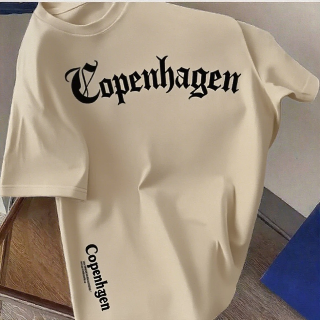 

Casual Pure Cotton T Shirt Emblazoned with Copenhagen Lettering, Great for Everyday Wear Luxury Brand Plus-size New Arrived S-4X