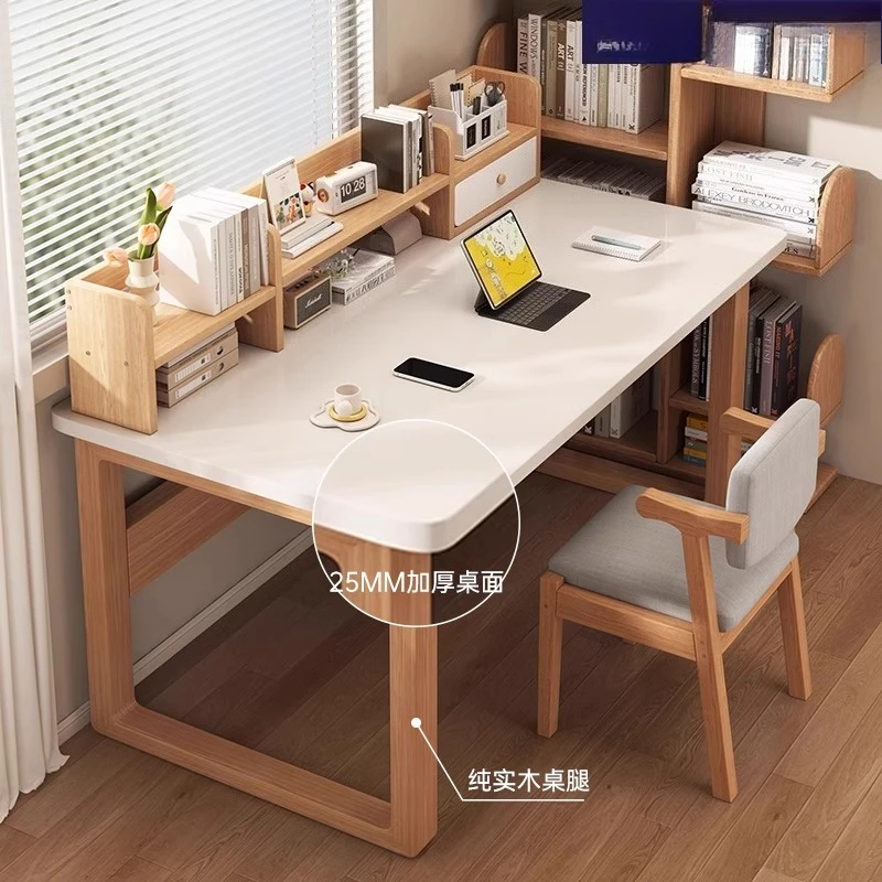 

Desk bookshelf integrated table household solid wood legs desktop computer desk bedroom student study writing table