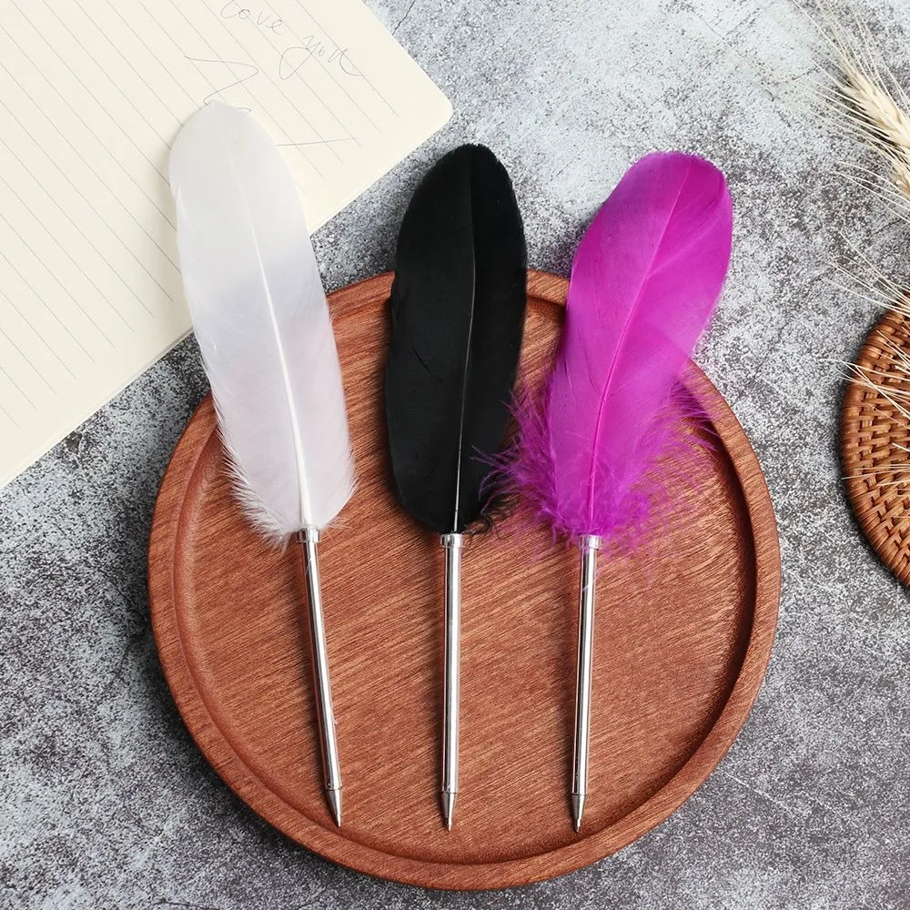 Exquisite Silver Rod Ballpoint pen Feather Colorful Neutral pen Writing pen Daily