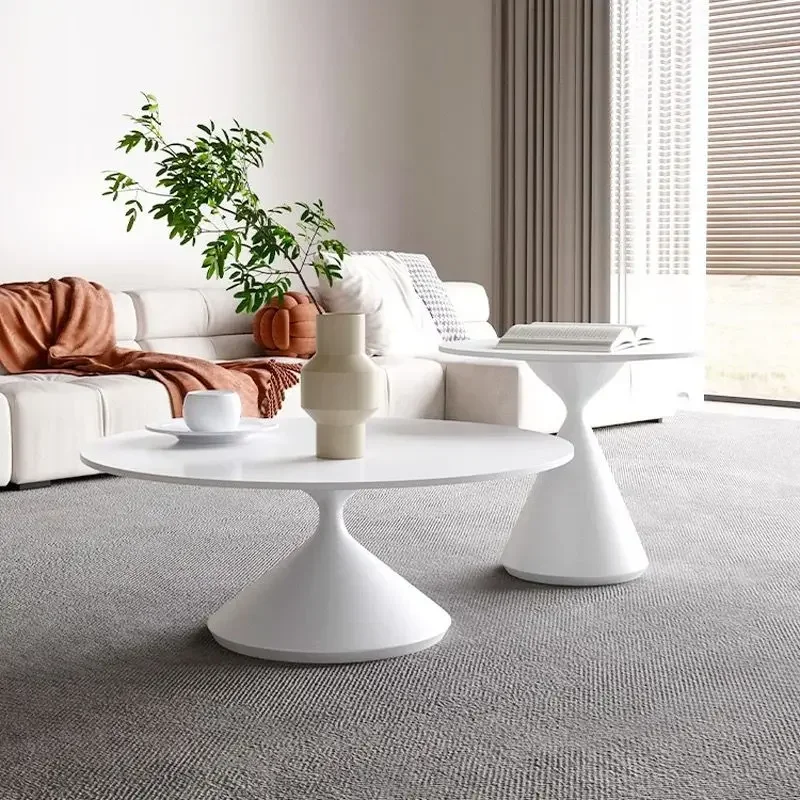 round Tea Table Italian Minimalist Cream Style Small Apartment Living Room Creative Design Sense Pure White Side Table