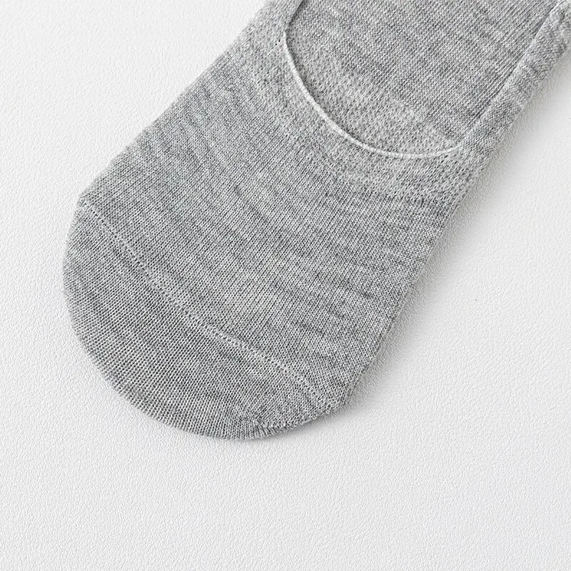 5 أزواج من الجوارب النسائية غير المرئية ذات اللون الصلب، جوارب كاحل ربيعية مضادة للانزلاق من السيليكون القطني، جوارب قارب رفيعة كاجوال قابلة للتنفس #5