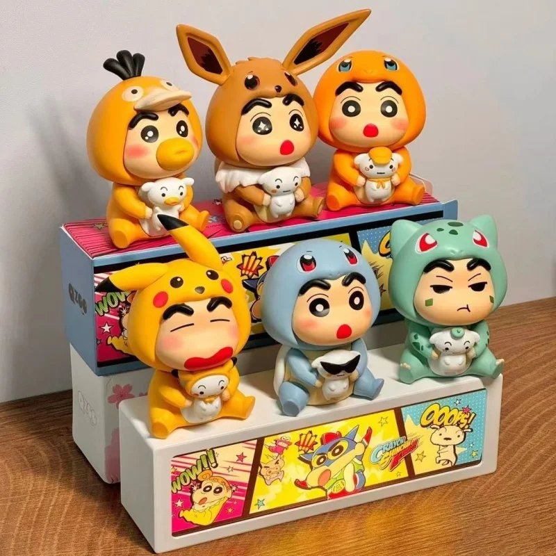 Kawaii Anime Crayon Shin chan cross dressing series blind box trendy toy figurine figurine desktop ornament doll Gifts for Kids