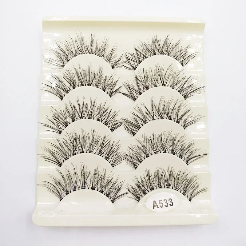 5 Par/Zestaw Sztucznych Rzęs 3D z Imitacji Norki Naturalny Efekt Krzyżowane Sztuczne Rzęsy Narzędzie do Makijażu Oczu