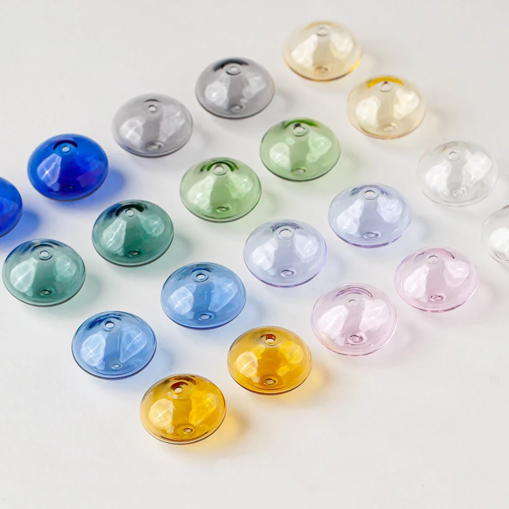 

Flat wheel straight hole hollow colored small fresh glass beads DIY necklace bracelet earrings accessories material 4pcs