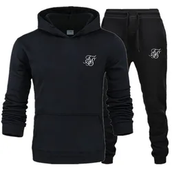 sik silk Men Brand New Sets Fashion Autumn Spring Sporting Suit Sweatshirt Sweatpants Mens Clothing 2 Pieces Sets Slim Tracksuit