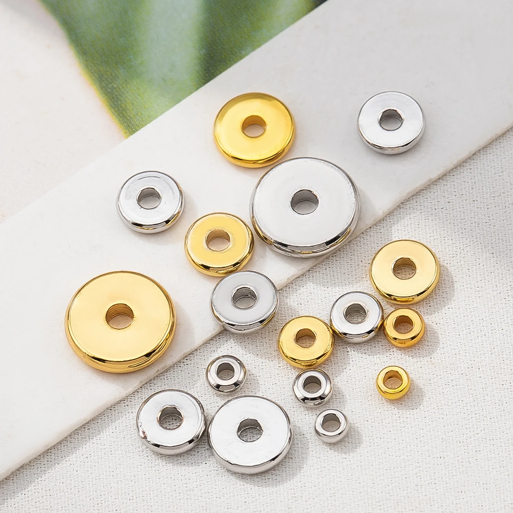 2.5/3/4/5/6mm Copper Donut Ultra-Thin Spacer Beads for Pearl Necklaces, Loose Beads for DIY Bracelet Spacer Jewelry Accessories
