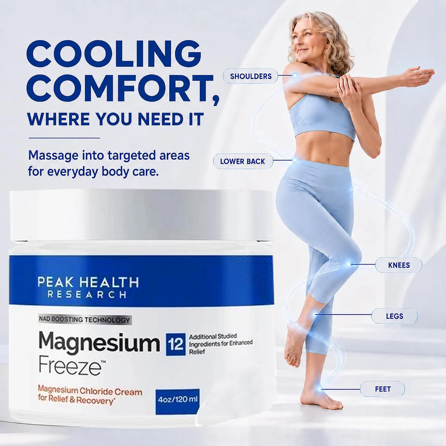 Magnesium Moisturizing Body Lotion Hydration Freeze Relief Cream for Knees, Muscles, Joints, Neck, Back, Hips, Legs Feet