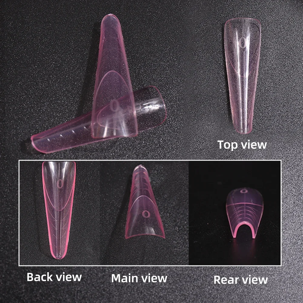 150 Stück französische Doppel-Nagelform mit Kanten im Inneren, vollständige Abdeckung, Schnellbauform, Acryl-Top-Formen für die Verlängerung, falsche Nagelspitzen