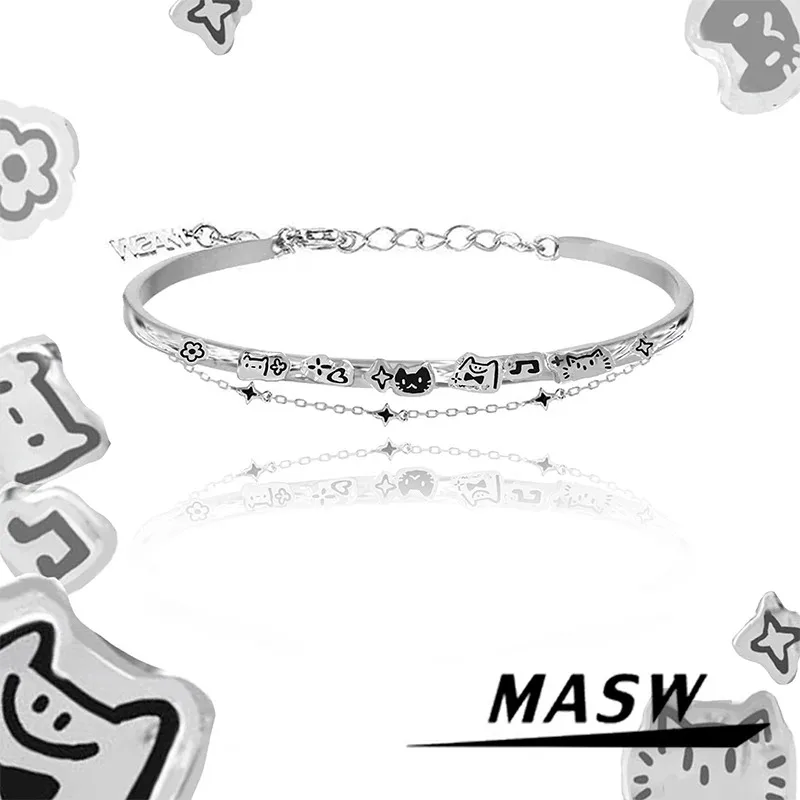 

MASW Original Design Personality Simply Metal Cat Bracelets For Women Party Gifts Modern Jewelry Popular New Accessories