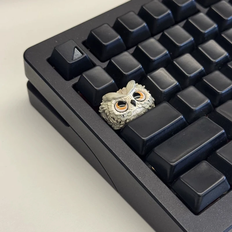 Owl Personality Keycap Resin Material Cute Kawaii 1.5U ESC Artisan Animal Keycaps Grey Brown for Mechanical Keyboard Decoration