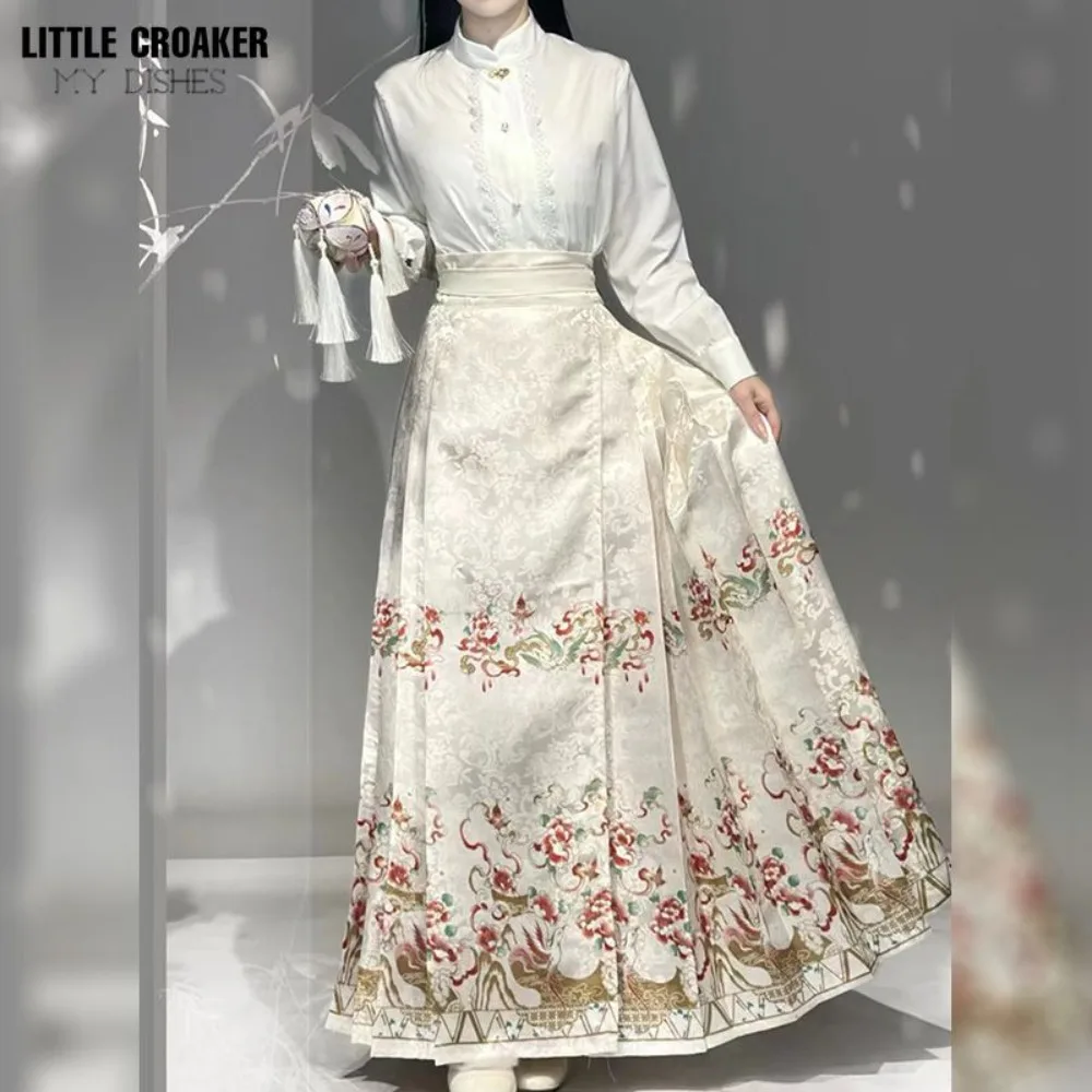 مجموعة هانفو الحديثة من سلالة مينغ - تنورة ماميان من قماش الجاكار الأزهار وأعلى 2025 ملابس نسائية على الطراز الصيني الجديد #2