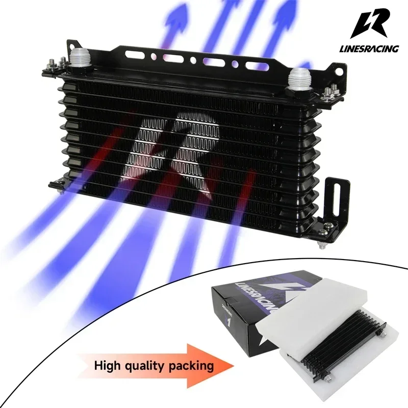 LINESRACING AN10 10Row Aluminum Oil cooler W/ 262mm Mounting Bracket Kit Trust Type Black/Blue